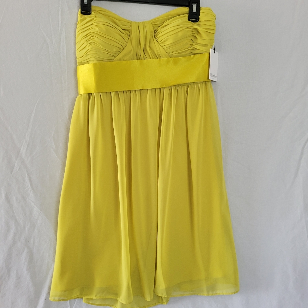 Calvin Klein Chartreuse Yellow Strapless Dress